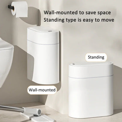 7/9L Two-way Smart Sensor Trash Can with Lid Wall Mount Narrow Slit Toilet Wastebasket for Kitchen Induction Garbage Bin Dustbin