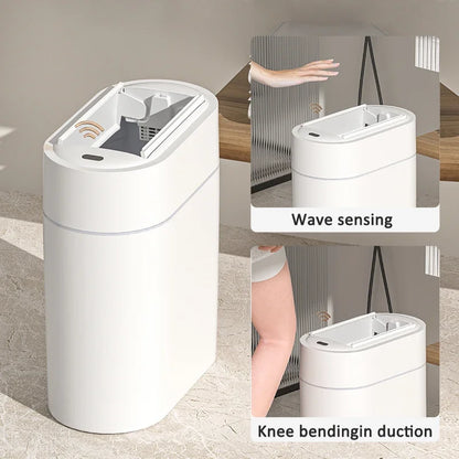 7/9L Two-way Smart Sensor Trash Can with Lid Wall Mount Narrow Slit Toilet Wastebasket for Kitchen Induction Garbage Bin Dustbin